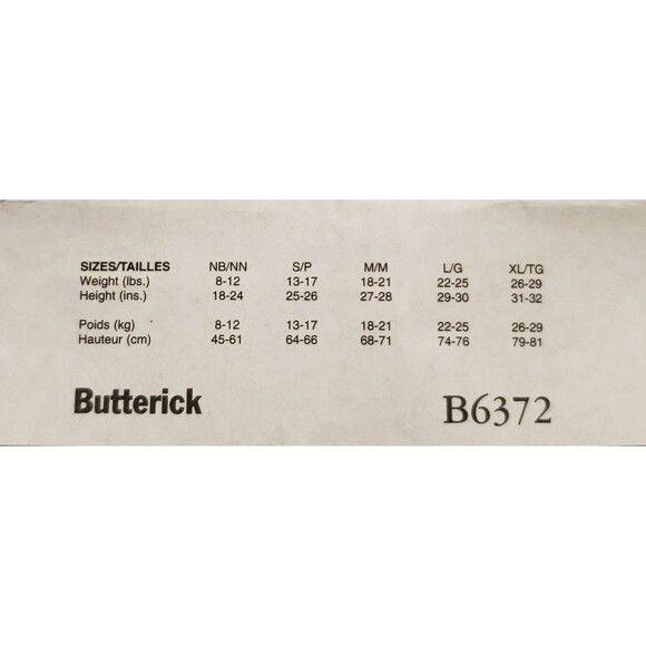 Infant Cape, Vest, Bunting & Pants Sewing Pattern Butterick B6372, Baby Clothes - Picture 4 of 5